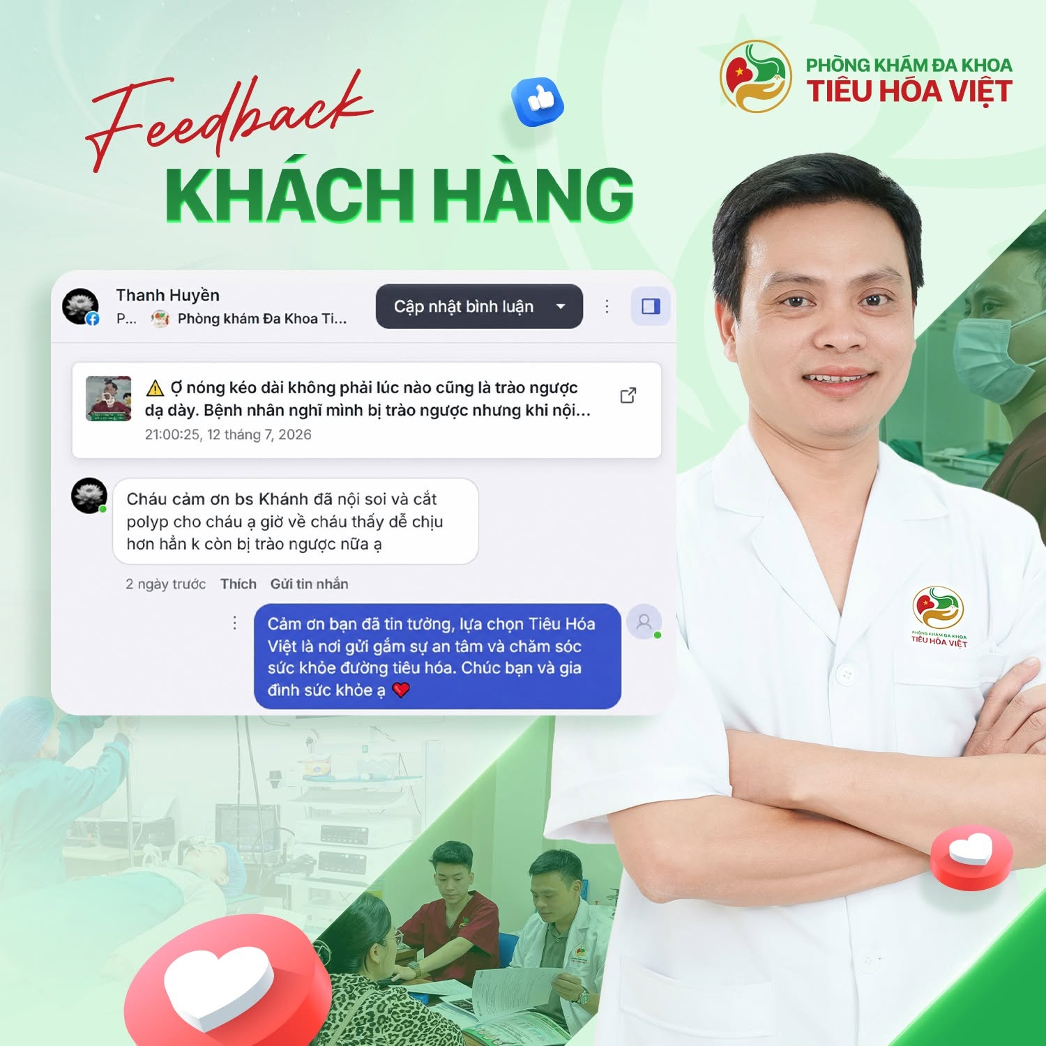 Phản hồi của khách hàng sau khi nội soi tại Tiêu hóa Việt