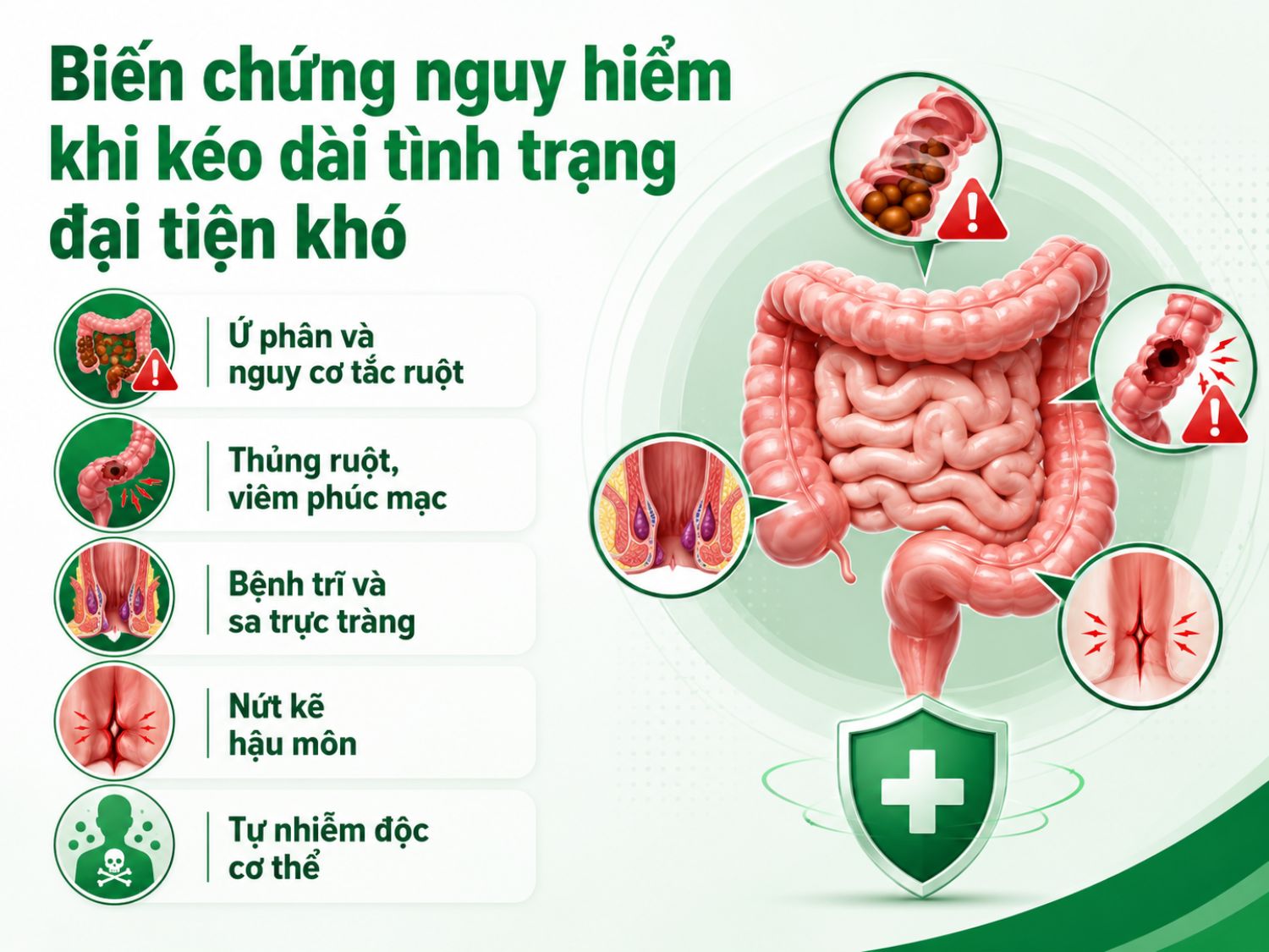 Đại tiện khó kéo dài không chỉ gây khó chịu mà còn có thể dẫn đến ứ phân, tắc ruột, trĩ, nứt kẽ hậu môn hoặc biến chứng nặng hơn. Người bệnh nên đi khám nếu tình trạng kéo dài, tái phát thường xuyên hoặc kèm đau bụng, chảy máu.