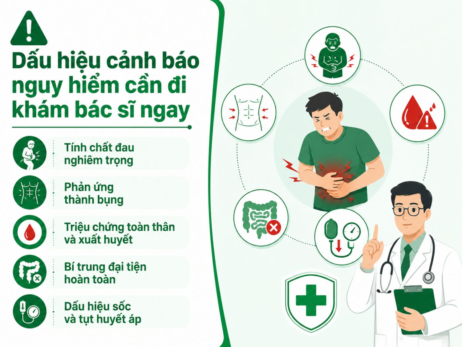 Đau bụng quặn từng cơn có thể xuất phát từ rối loạn tiêu hóa, nhiễm trùng đường ruột, IBS, bệnh lý dạ dày – đại tràng hoặc tình trạng cấp cứu như tắc ruột. Nếu cơn đau dữ dội, kéo dài hoặc kèm nôn, sốt, bí trung đại tiện, người bệnh nên đi khám ngay.