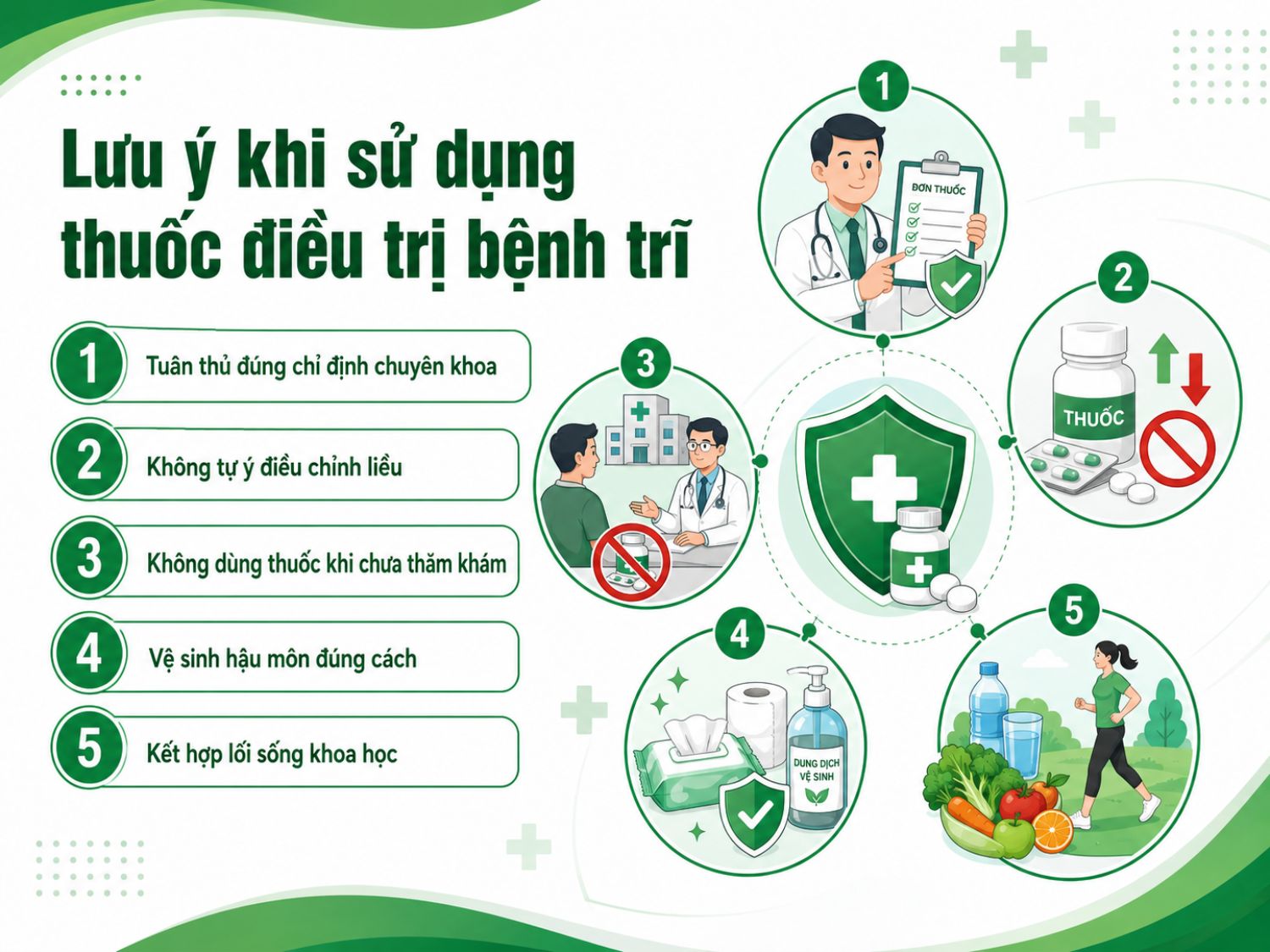 Người bệnh nên sử dụng thuốc trị trĩ theo hướng dẫn chuyên khoa, không tự điều chỉnh liều hoặc dùng thuốc khi chưa được thăm khám.