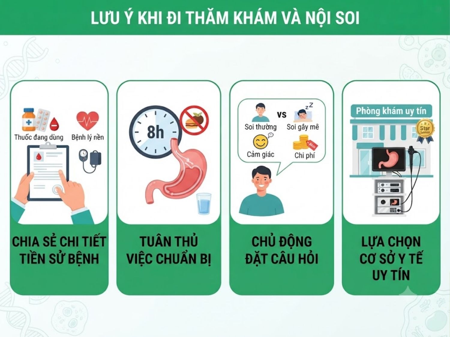 tuân thủ hướng dẫn chuẩn bị, chủ động trao đổi tiền sử bệnh và lựa chọn cơ sở y tế uy tín có đội ngũ bác sĩ chuyên môn cao là lưu ý quan trọng