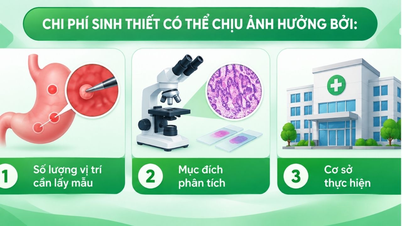 Giá sinh thiết dạ dày phụ thuộc số lượng, vị trí lấy mẫu, mục đích phân tích cơ sở thực hiện