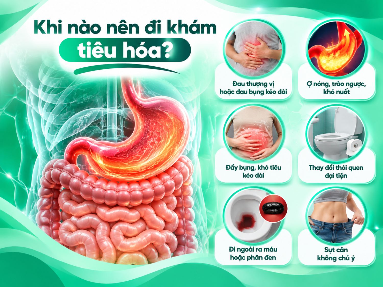 Người có polyp dạ dày nên khám lại sớm khi xuất hiện đau kéo dài, dấu hiệu xuất huyết tiêu hóa, thiếu máu, sụt cân hoặc khi kết quả nội soi ghi nhận polyp lớn, polyp tuyến hay loạn sản.