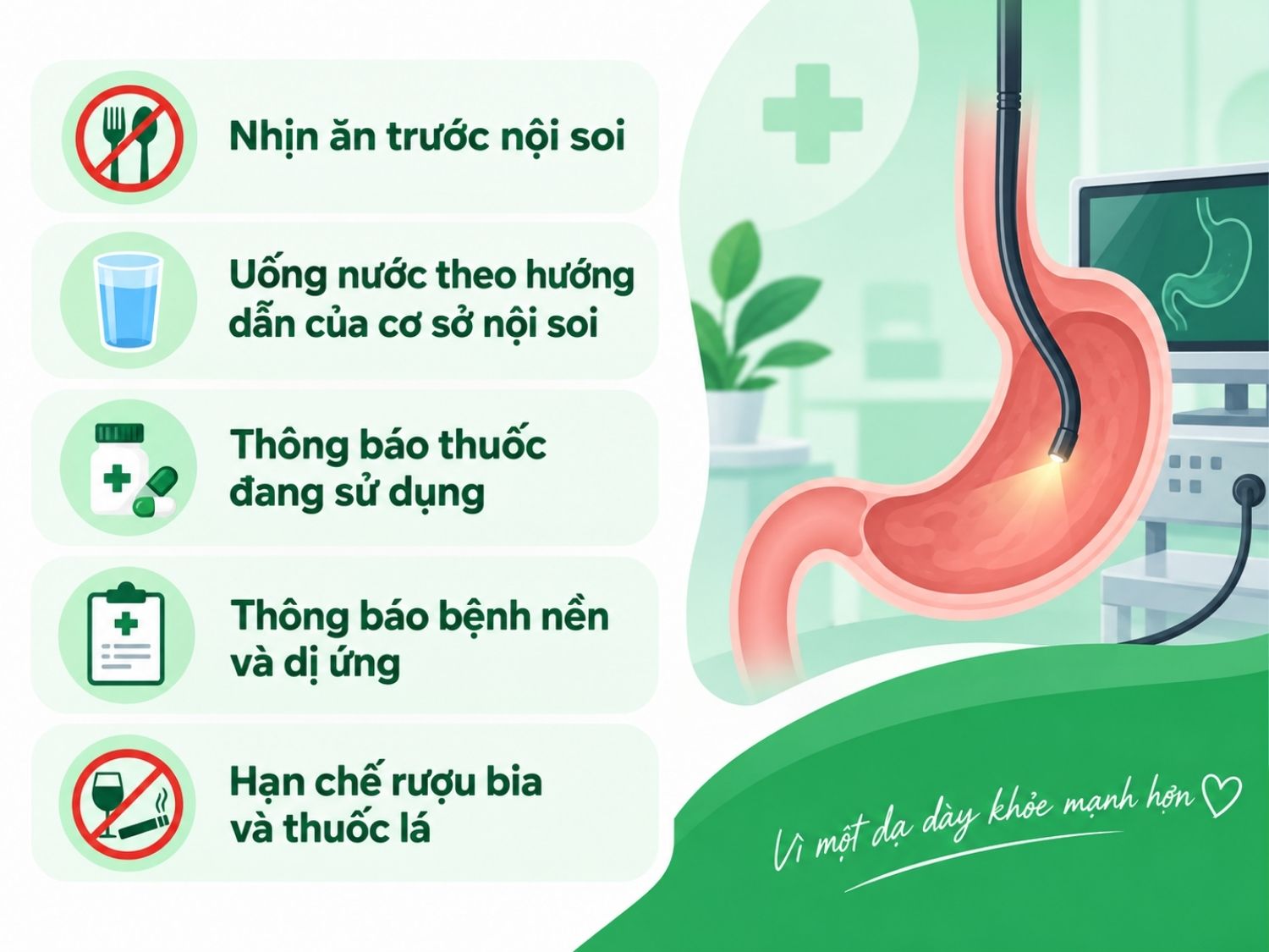 Điều cần chuẩn bị trước khi nội soi dạ dày