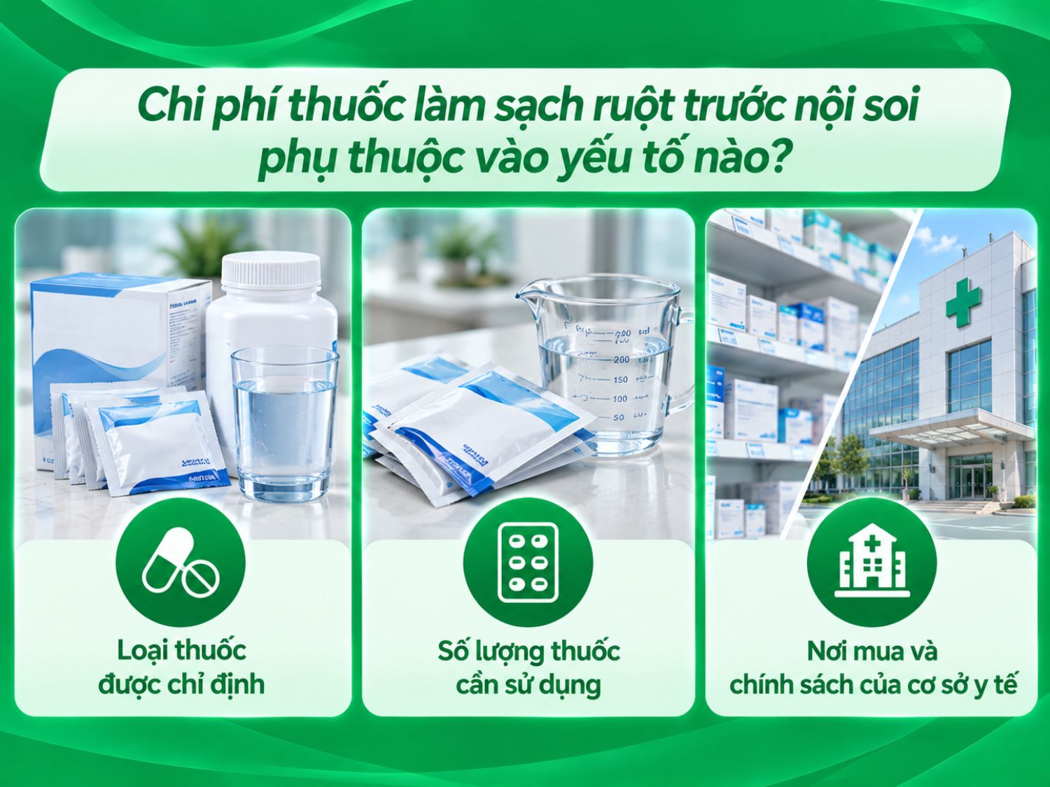 Chi phí thuốc làm sạch ruột trước nội soi đại tràng có thể khác nhau tùy loại thuốc, liều lượng bác sĩ chỉ định và chính sách giá của từng cơ sở y tế.