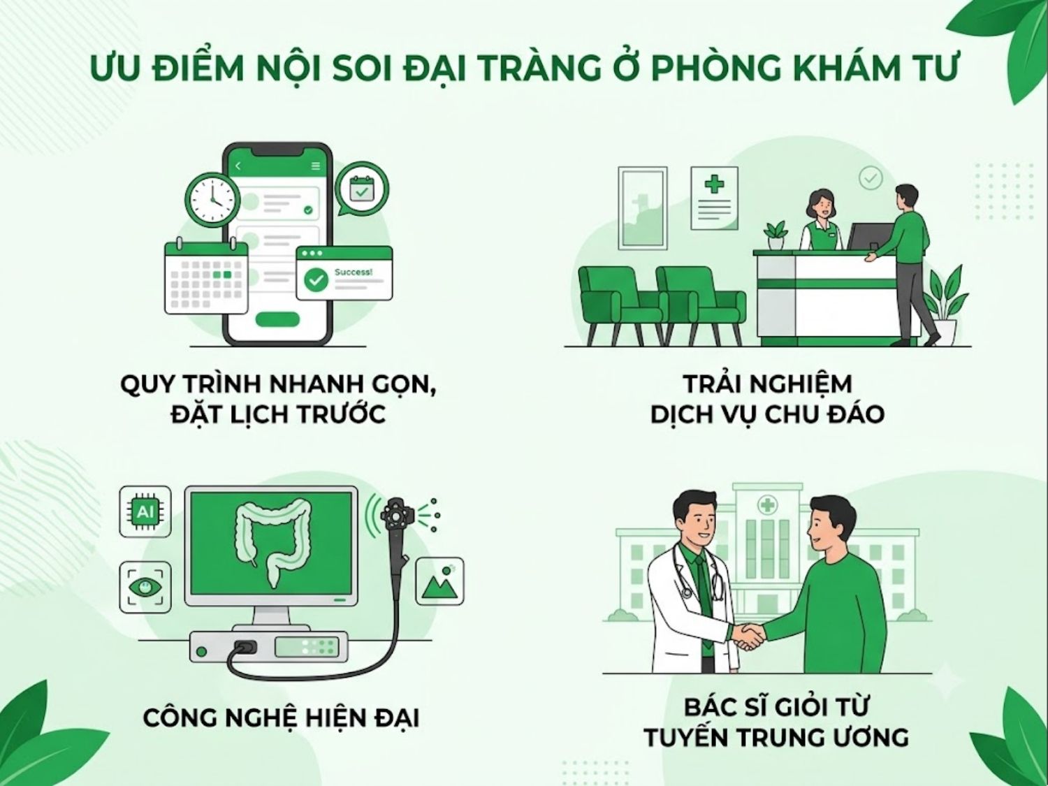 Ưu điểm khi nội soi đại tràng tại phòng khám tư