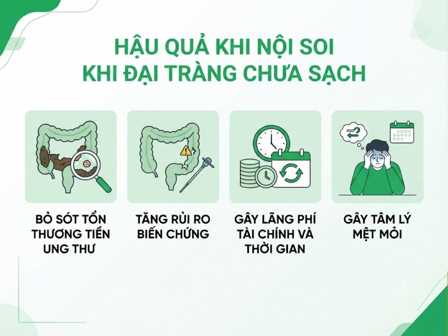 ảnh mô tả Hậu quả khi nội soi khi đại tràng chưa sạch