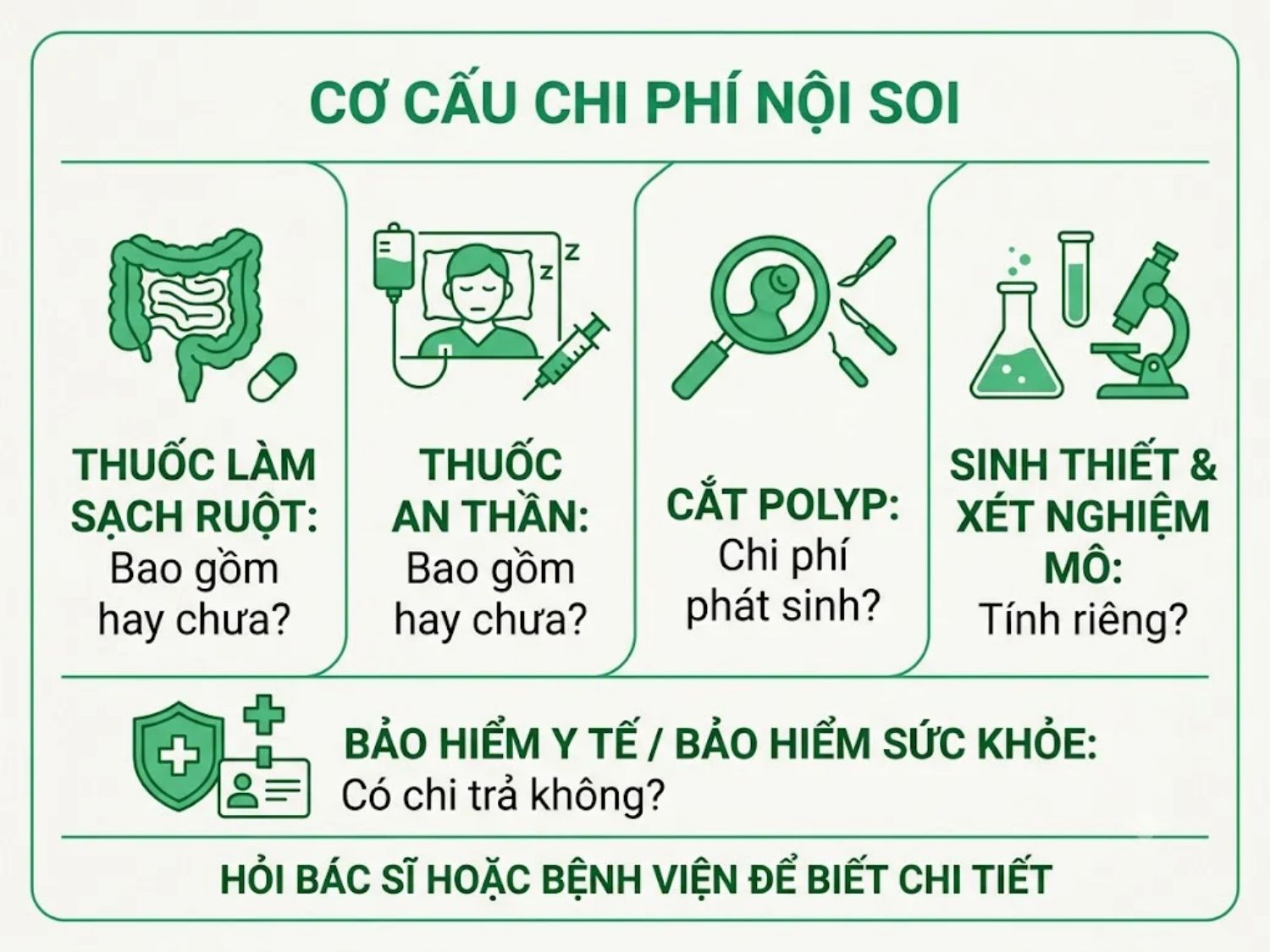 ảnh mô tả câu hỏi về chi phí khi đi nội soi