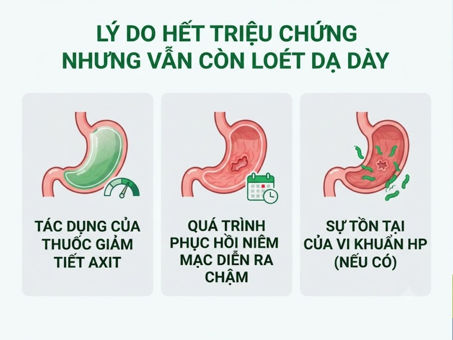 ảnh mô tả Vì sao hết đau bụng nhưng vết loét dạ dày vẫn chưa lành