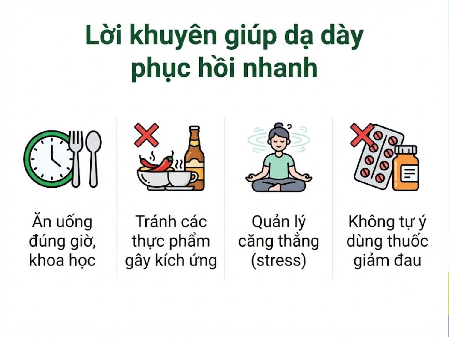 ảnh mô tả Lời khuyên giúp dạ dày phục hồi nhanh, không lo tái phát